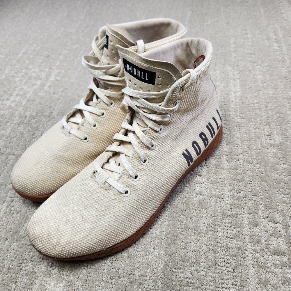 NOBULL High Top Trainer Sand Beige Gum Sole Mens 12 SuperFabric CrossFit Shoes